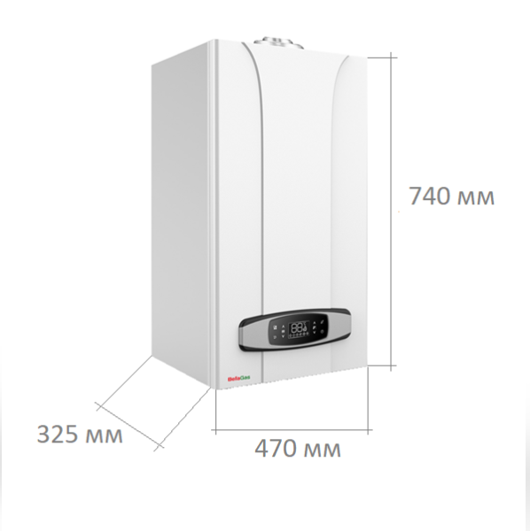 Газовый одноконтурный котёл BellaGas Premium One 24, с трубой, датчик температуры, комплект к бойлеру